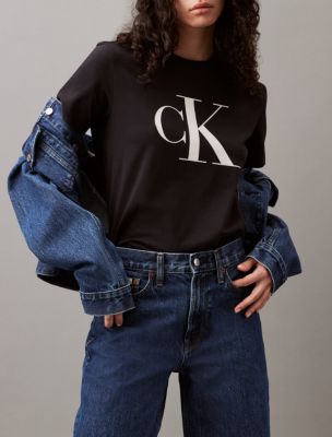 Calvin Klein Contrast Monogram Logo Crewneck T-shirt in Blue for