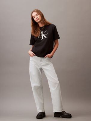 Calvin Klein Women's Monogram Logo Boxy Crewneck T-Shirt - ShopStyle