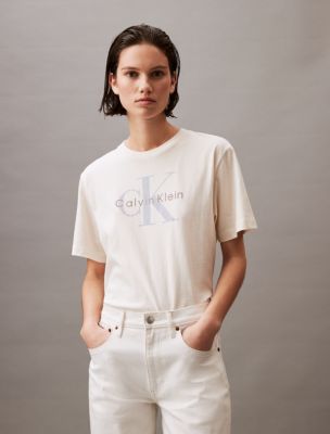 Monogram Logo Boxy Crewneck T-Shirt, Antique White