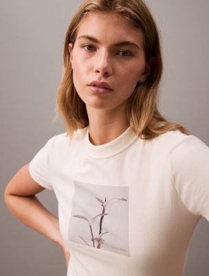 Plant Graphic Slim Fit Crewneck T-Shirt, Antique White