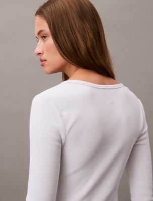 Cotton Contour Rib Slim Fit Long Sleeve T-Shirt | Calvin Klein