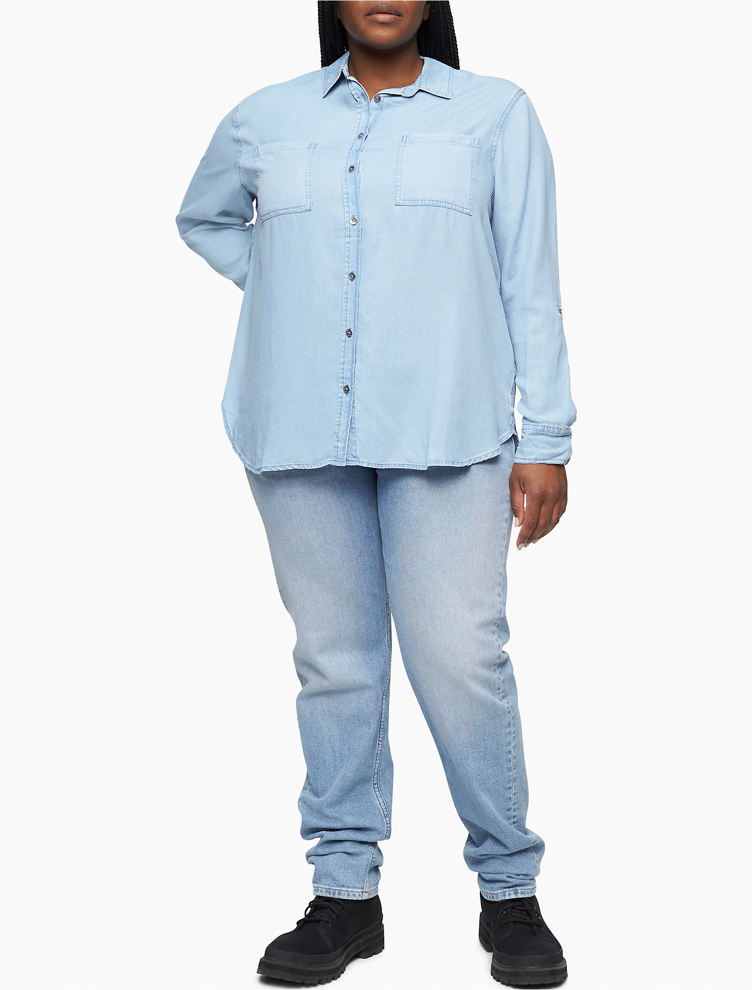 Plus Size Garment-Dyed Button-Down Shirt | Calvin Klein® USA