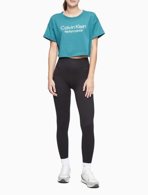 Performance Stacked Logo Cropped T-Shirt, Juniper