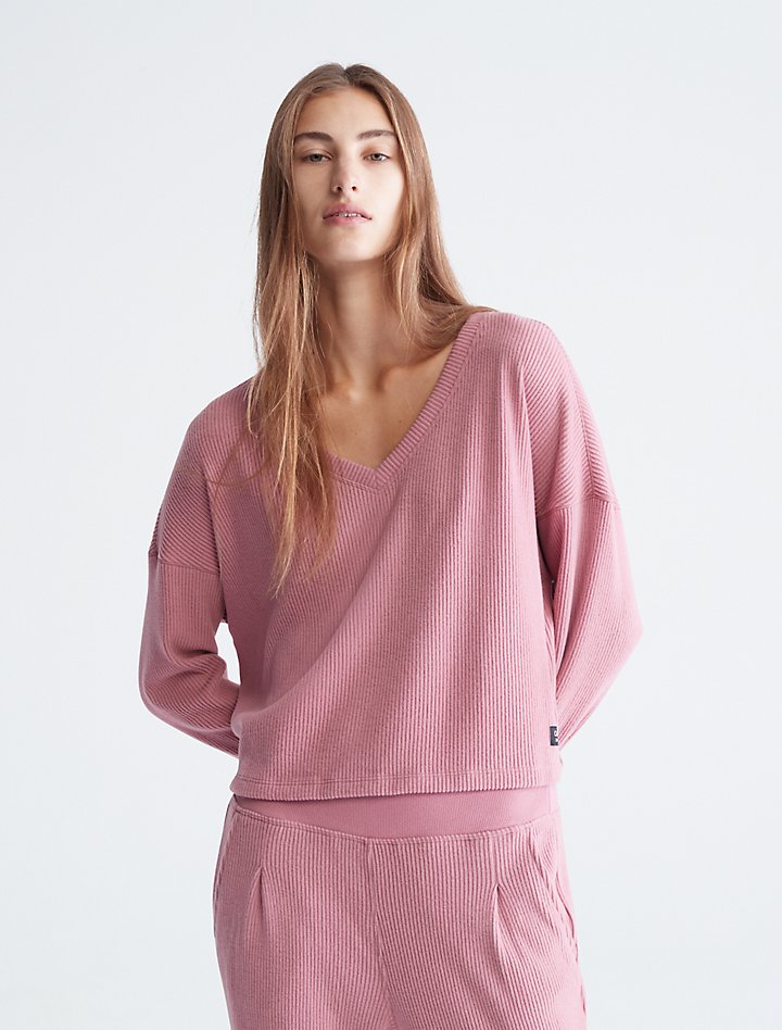 Performance Ribbed Open V-Neck Pullover Sweater | Calvin Klein® USA