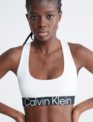 Calvin Klein Womens Seamless Ribbed Medium Impact Sports Bra 