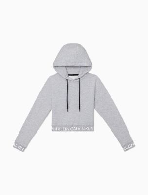 drawstring hem crop hoodie