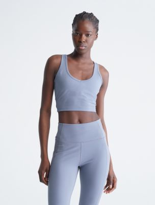 V Neck Strappy Sports Bra - Bluee