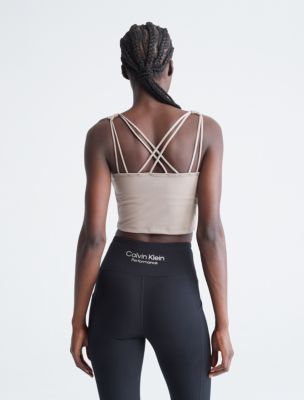 CALVIN KLEIN PERFORMANCE LOW SUPPORT SPORT BRA, Black Women's Crop Top