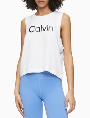 Calvin Klein Women's Dropped Armhole Tank Top White Size Small