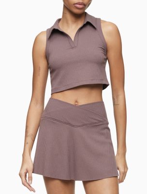 Performance Lifestyle Collared Crop Tank Top, Porcini