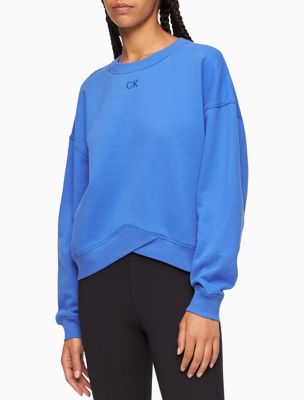 Performance Chevron Hem Pullover Sweatshirt, Blue Wave