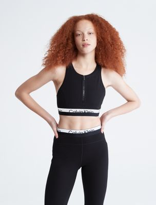 Zip Front Ruched Detail Sports Bra