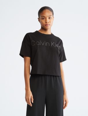 Puff Logo T-Shirt USA Klein® Calvin Crewneck 