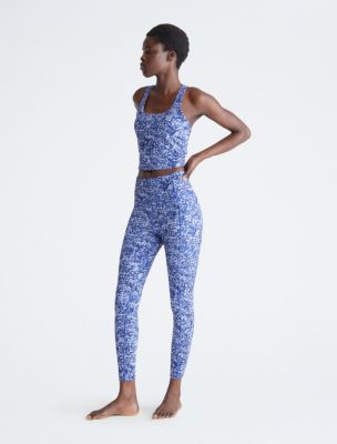 MSRP $70 Calvin Klein Womens Printed High Rise 7/8 Leggings Blue Size Small