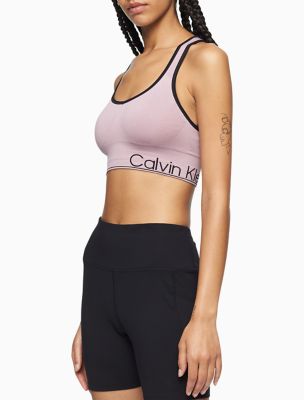 Calvin Klein Women's Performance Moisture Wicking Medium Impact Reversible  Seamless Sports Bra