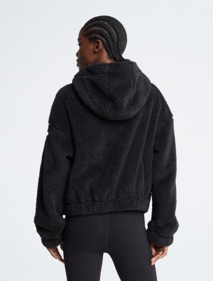 Calvin Klein Women's Plus Rope Detail Oversized Hoodie Sherpa Zip Up  Jacket, Bonsai at  Women's Clothing store