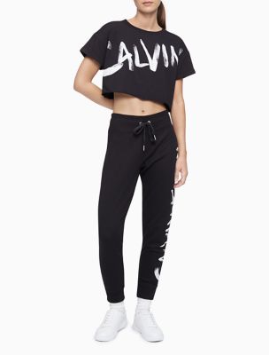 Calvin Klein Women's Performance Logo High Waist Joggers Black