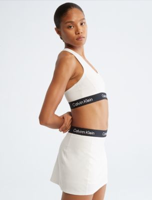 Calvin Klein Womens Striped Metallic A-Line Skirt (White/Gold, X-Small)
