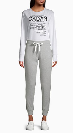 Calvin Klein Performance Logo Drawstring Jogger Sweatpants (Pearl Grey Heather / Black Heather)