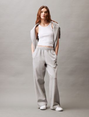 Monogram Logo Fleece Wide Leg Sweatpants Calvin Klein