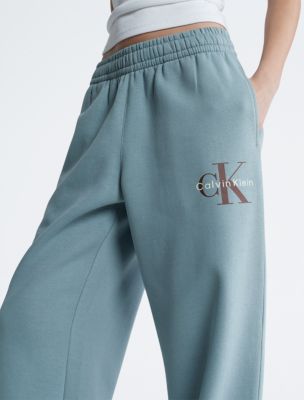 Monogram Logo Fleece Wide Leg Sweatpants Calvin Klein USA