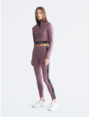 Calvin Klein logo high waisted full length leggings in white combo -  ShopStyle