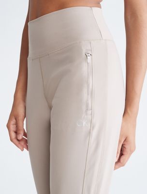 Calvin Klein Dressy Jogger Pants Womens Large Gold Zipper Stretch Black  $100 NWT