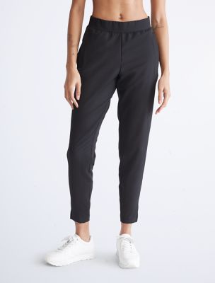 Performance Ribbed Waistband Cropped Pants, Black