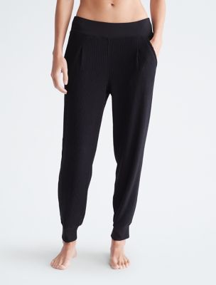 Performance Ribbed High Waist Pleated Joggers, Ck Black