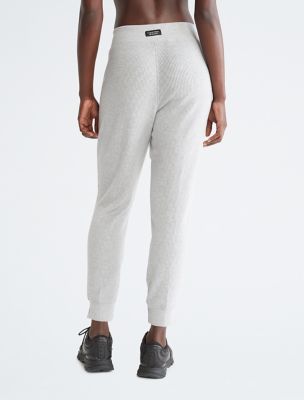 Performance Ribbed High Waist Pleated Joggers, Pearl Grey Heather