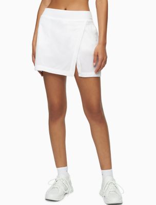 Calvin Klein Logo Waistband A Line Mini Skirt in Black