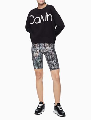 Performance Printed High Waist Bike Shorts, Silver/Magic