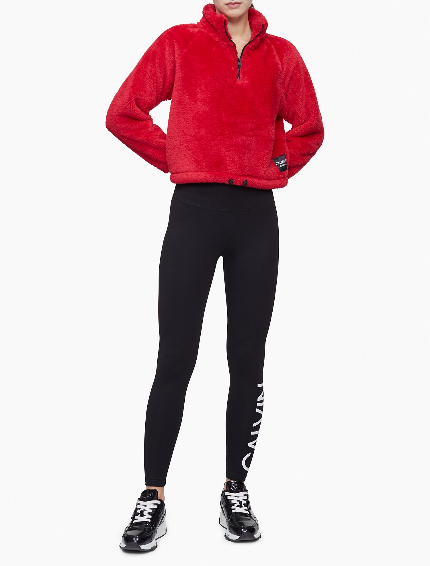 Performance Fleece 1/4 Zip Cropped Sweatshirt | Calvin Klein® USA