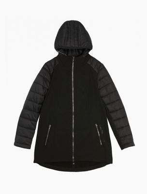 calvin klein performance colorblocked hooded down jacket