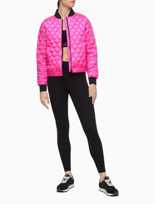 calvin klein performance puffer jacket with knit sleeves