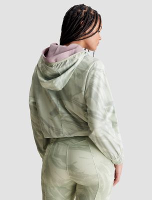 CK Sport Printed Boxy Cropped Anorak Jacket, Sea Spray Green