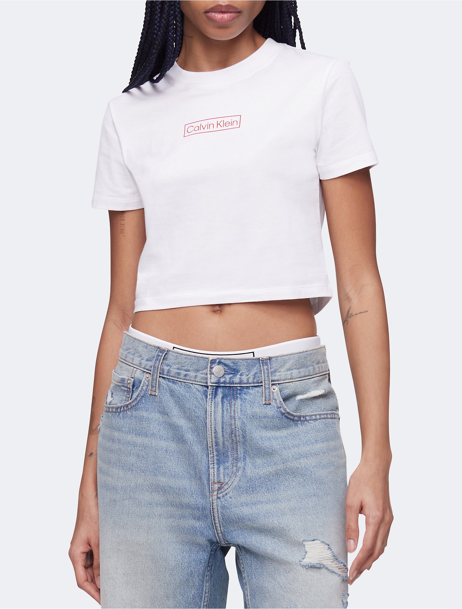 Ansichtkaart Min Peuter Cropped Box Logo Baby T-Shirt | Calvin Klein® USA