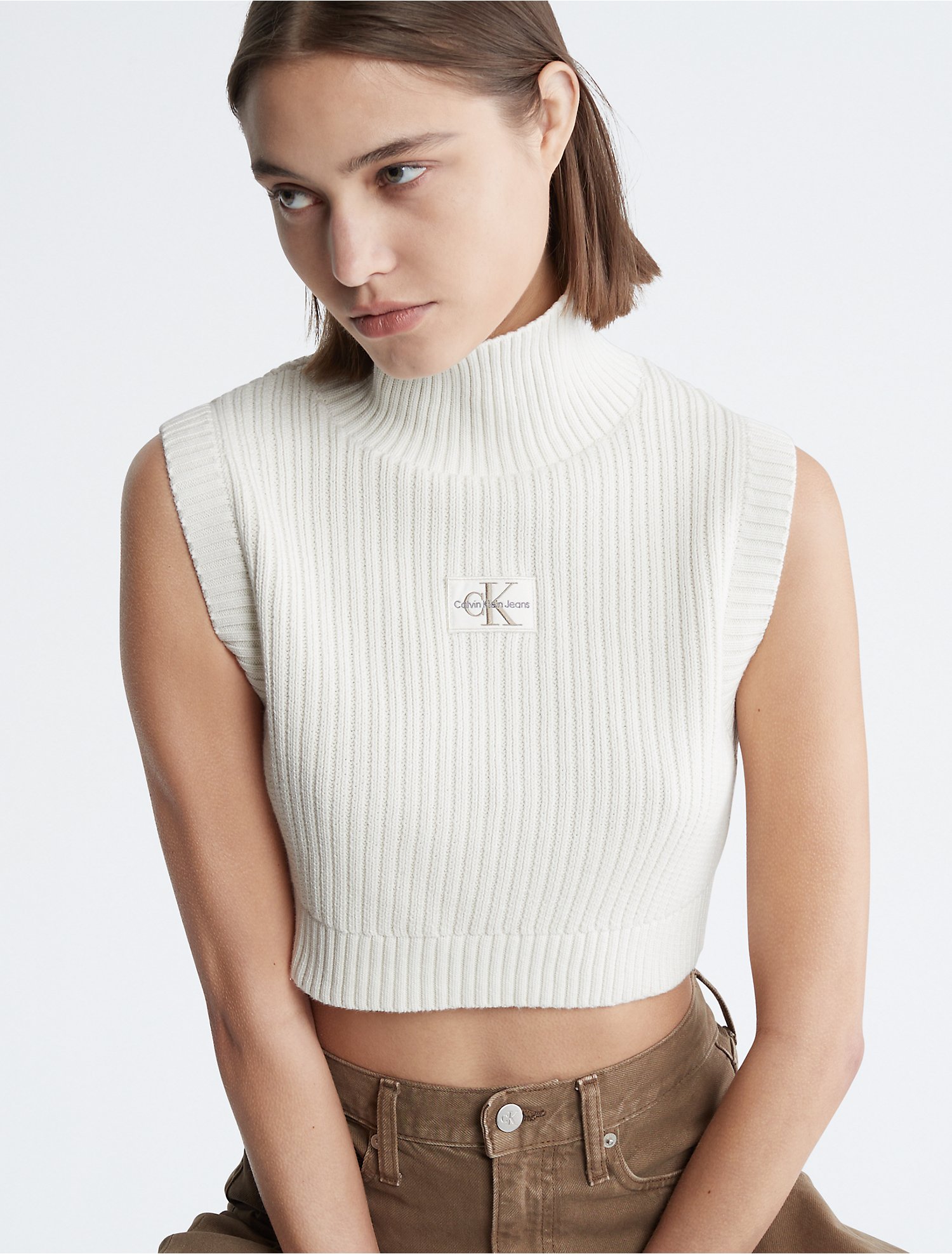 Skinne Fascinate Nævne Cropped Turtleneck Sweater Vest | Calvin Klein