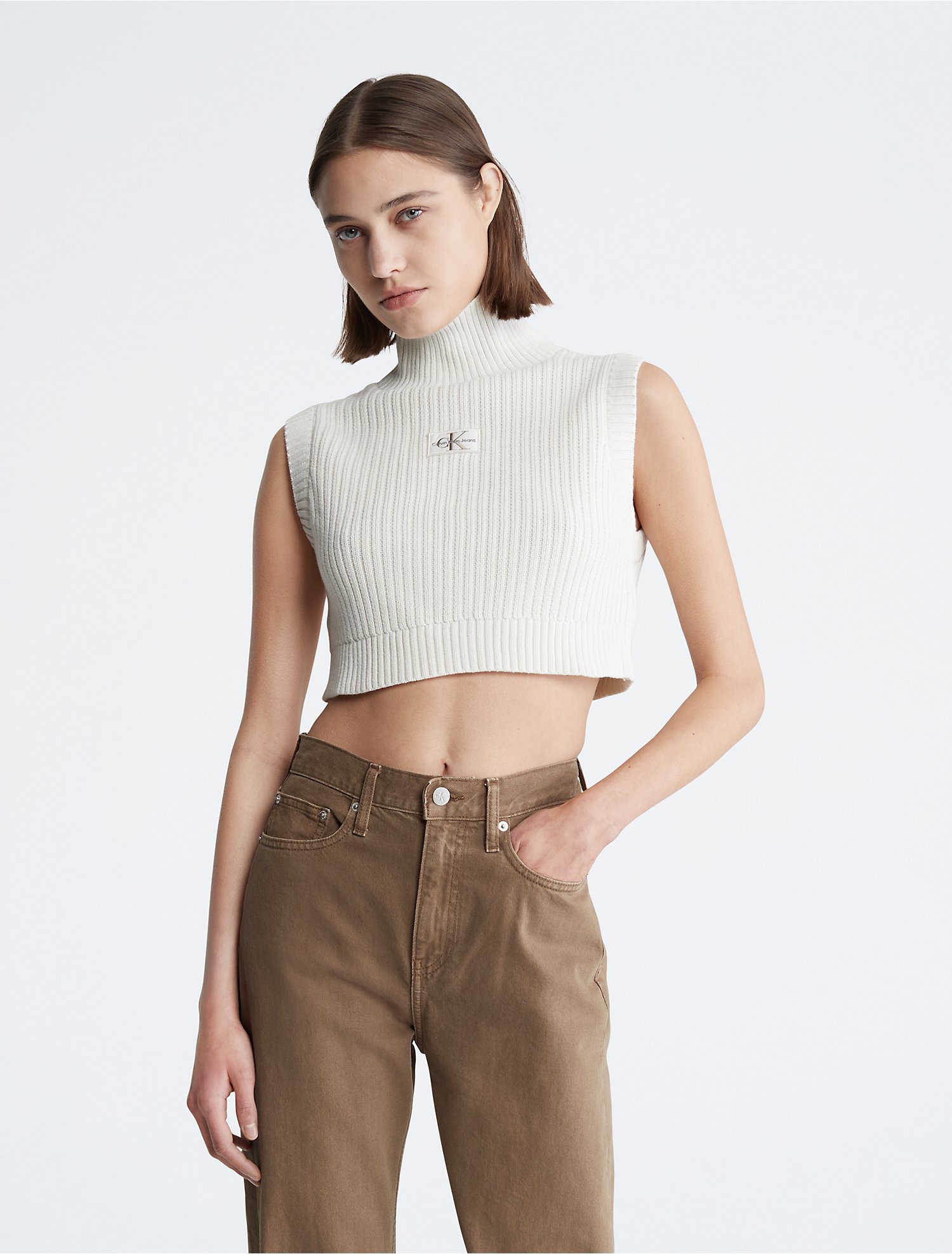 Cropped Turtleneck Sweater Vest | Calvin Klein® Canada
