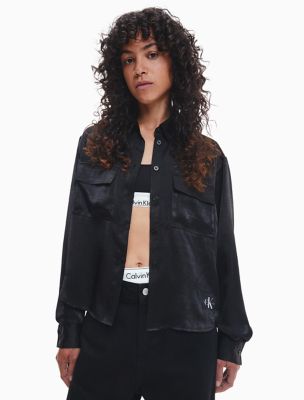 Satin Utility Shirt, New Black