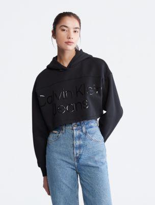 CALVIN KLEIN JEANS - Men's black off-placed monogram hoodie 