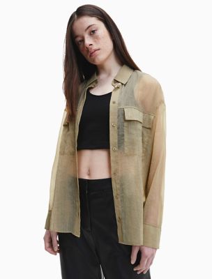 Oversized Sheer Chiffon Shirt, Woodridge