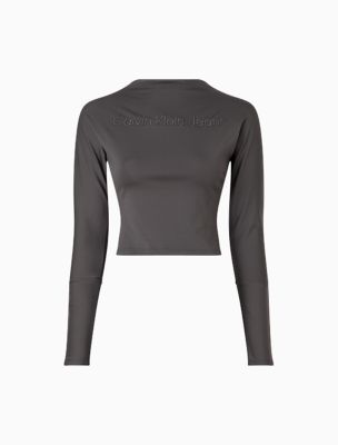 Long Sleeve Mock Neck Crop Top Calvin Klein USA