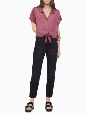 button down shirt tied in front