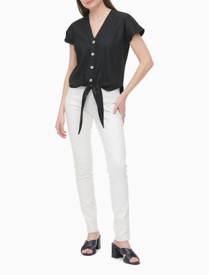 calvin klein white linen shirt