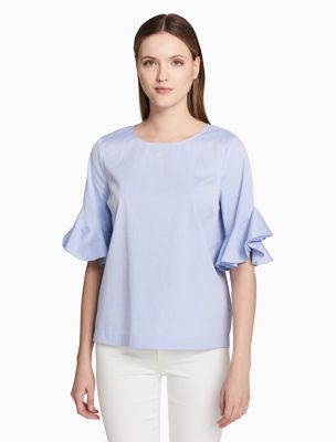 calvin klein ruffle sleeve blouse