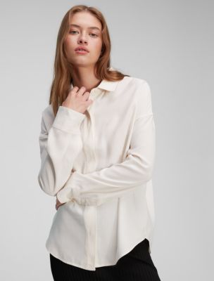 Soft Twill Relaxed Shirt, Ivory