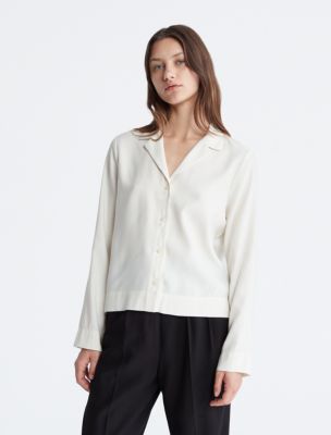 Classic Notch Collar Silk Nightshirt L