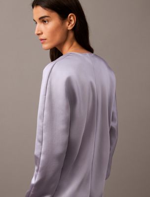 Lilac V-neck Linen Blouse 17309