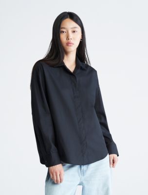 Calvin klein black button cheap down shirt